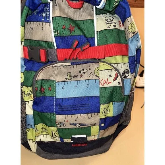 Lands End Kids Backpack Rulers Monsters Baseball Soccer Double Zippered - Picture 6 of 16